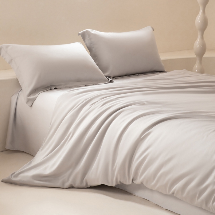 91家纺网 家纺一手货源 找家纺 涵宸家纺 2026新款纯色天丝棉四件套-场景二 太空灰