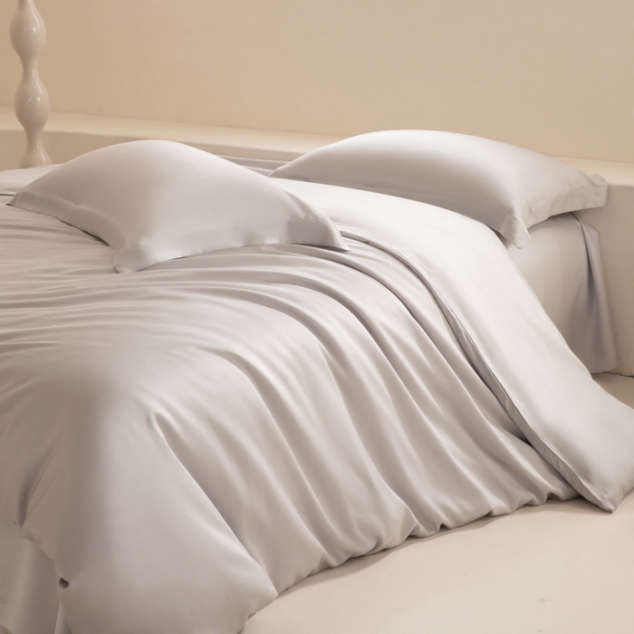 91家纺网 家纺一手货源 找家纺 涵宸家纺 2026新款纯色天丝棉四件套-场景二 太空灰