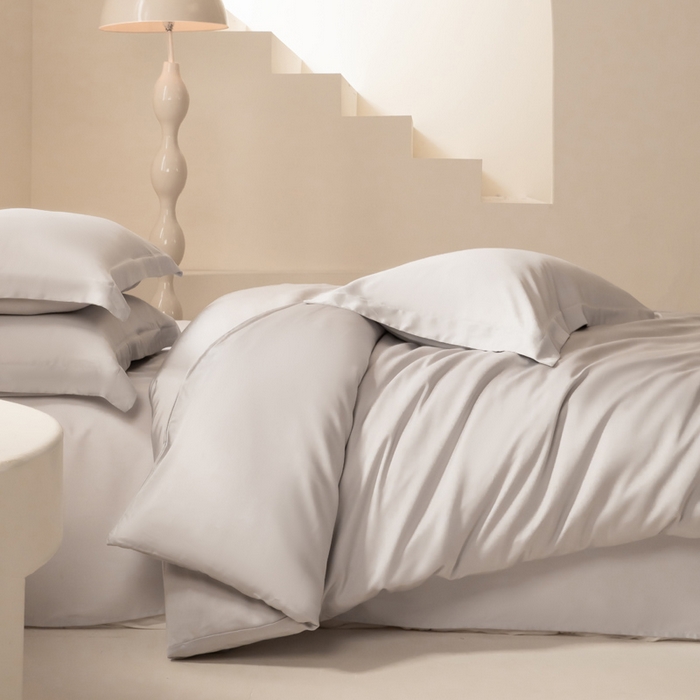 91家纺网 家纺一手货源 找家纺 涵宸家纺 2026新款纯色天丝棉四件套-场景二 太空灰