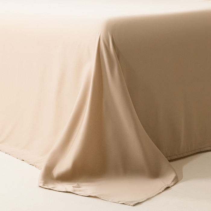 91家纺网 家纺一手货源 找家纺 涵宸家纺 2026新款纯色天丝棉单被套-场景二 象牙白+奶茶杏