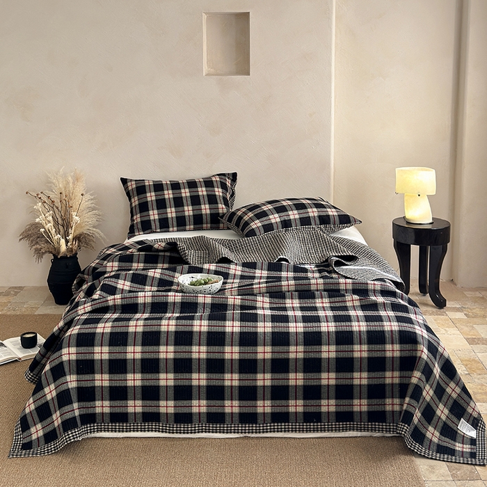 （总）法芙娜家纺 2026新款双面全棉色织水洗棉床盖