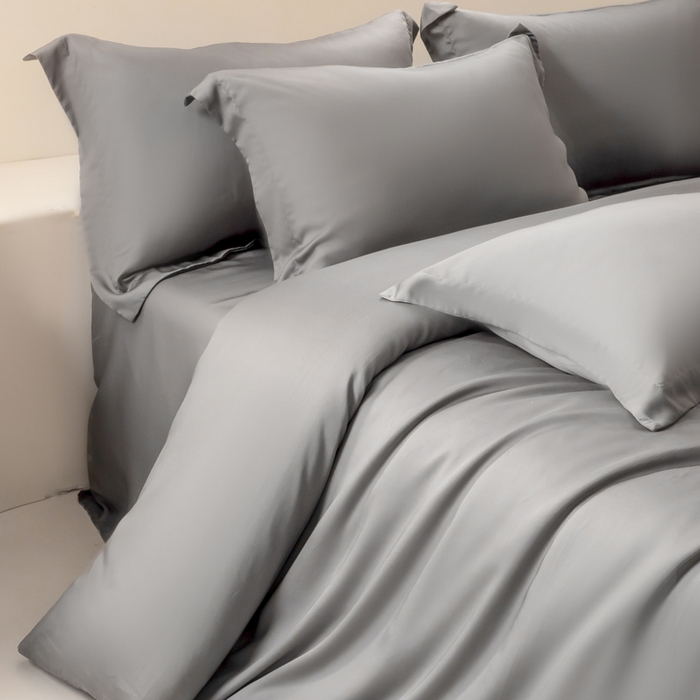 91家纺网 家纺一手货源 找家纺 涵宸家纺 2026新款纯色天丝棉单被套-场景二 星夜灰