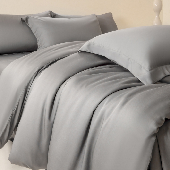 91家纺网 家纺一手货源 找家纺 涵宸家纺 2026新款纯色天丝棉单被套-场景二 星夜灰