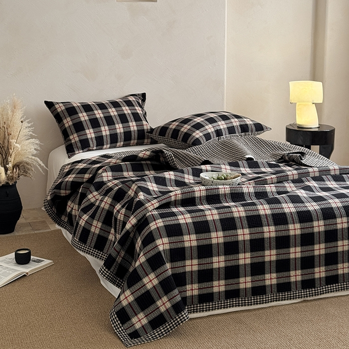 91家纺网 家纺一手货源 找家纺 （总）法芙娜家纺 2026新款双面全棉色织水洗棉床盖