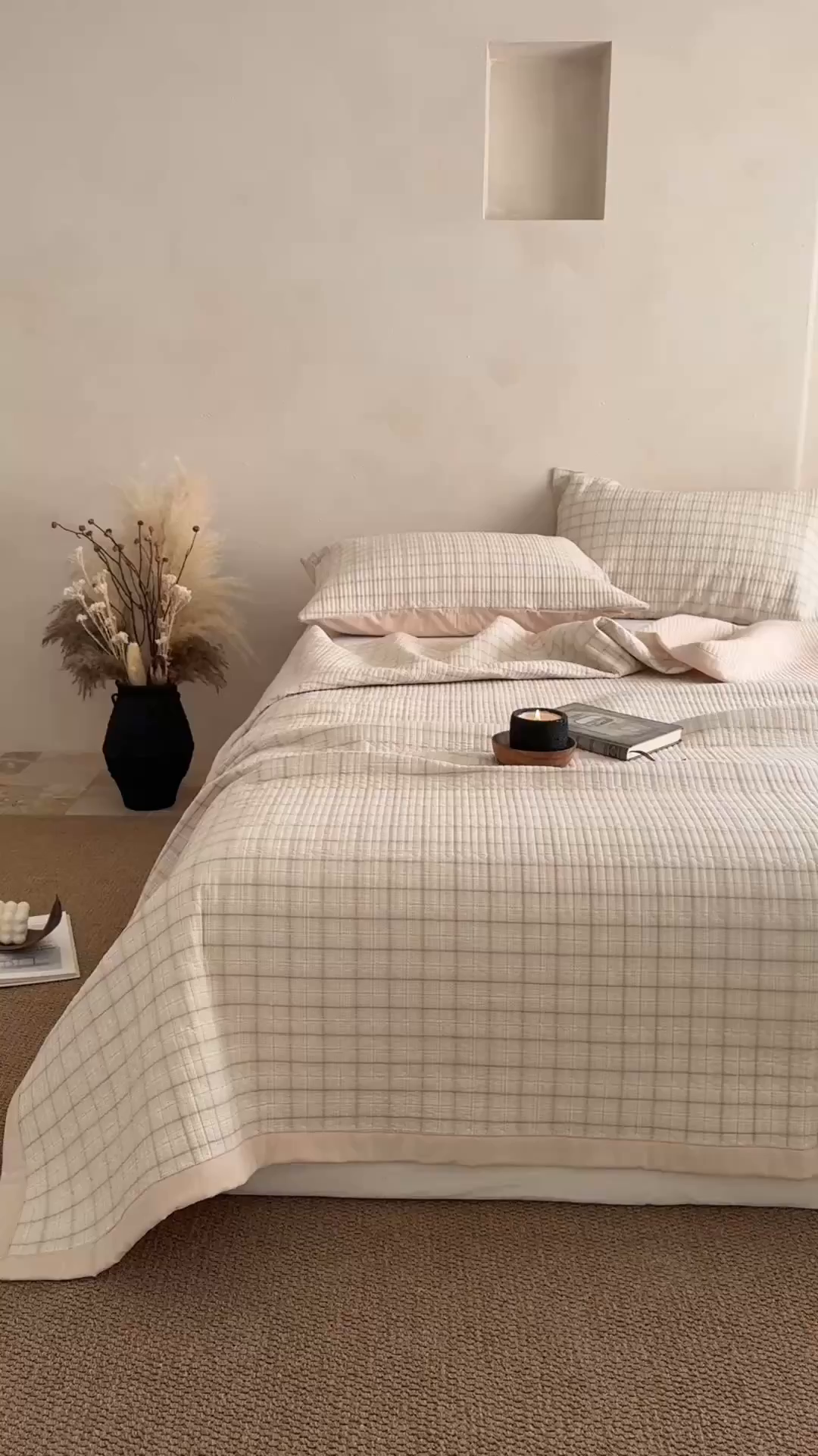 91家纺网 家纺一手货源 找家纺 法芙娜家纺 2026新款双面全棉色织水洗棉床盖 米格