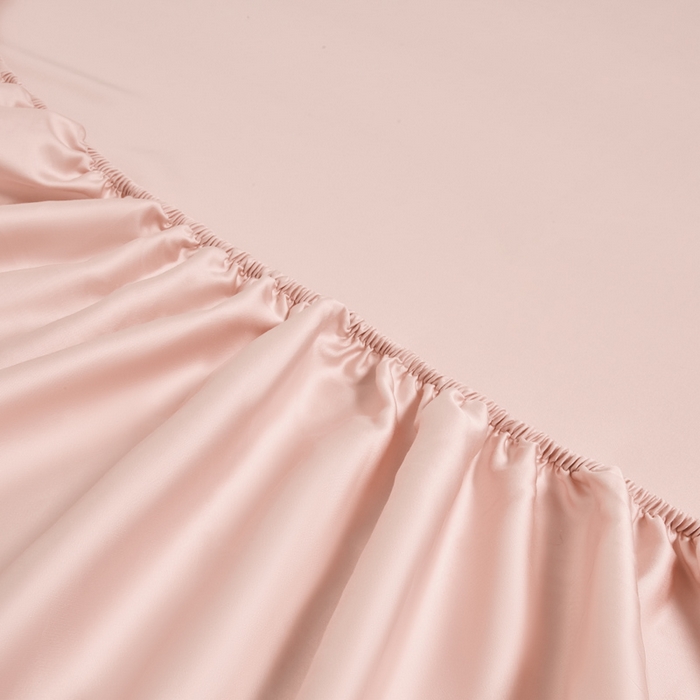 91家纺网 家纺一手货源 找家纺 涵宸家纺 2026新款纯色天丝棉单床笠-场景二 玫瑰粉