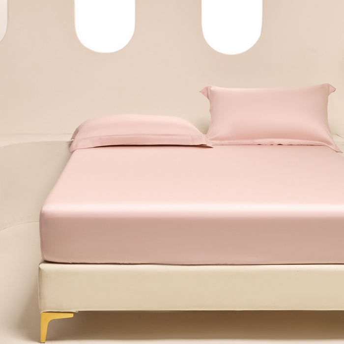 91家纺网 家纺一手货源 找家纺 涵宸家纺 2026新款纯色天丝棉单床笠-场景二 玫瑰粉