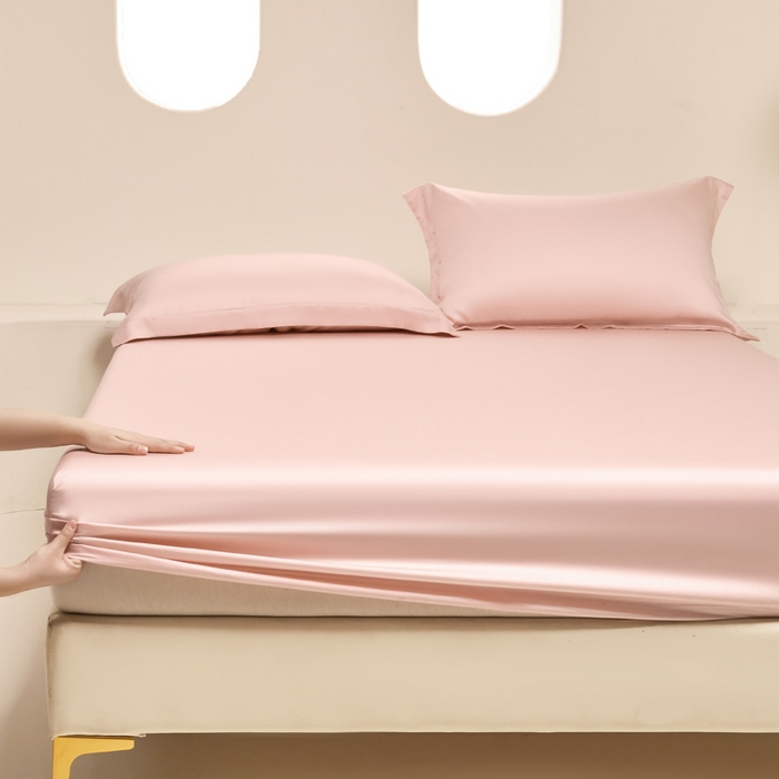 91家纺网 家纺一手货源 找家纺 涵宸家纺 2026新款纯色天丝棉单床笠-场景二 玫瑰粉