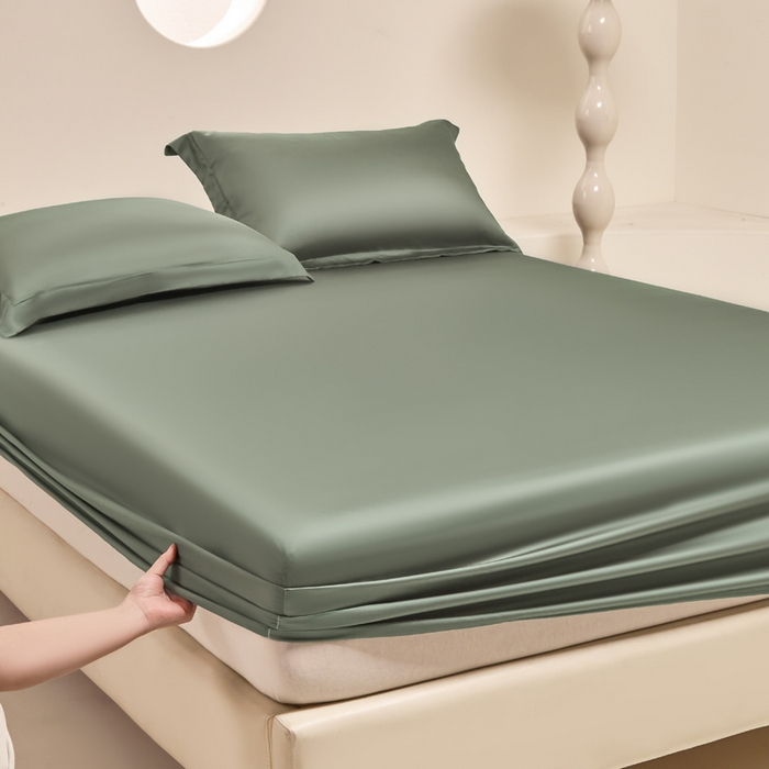 涵宸家纺 2026新款纯色天丝棉单床笠-场景二 赛琳绿