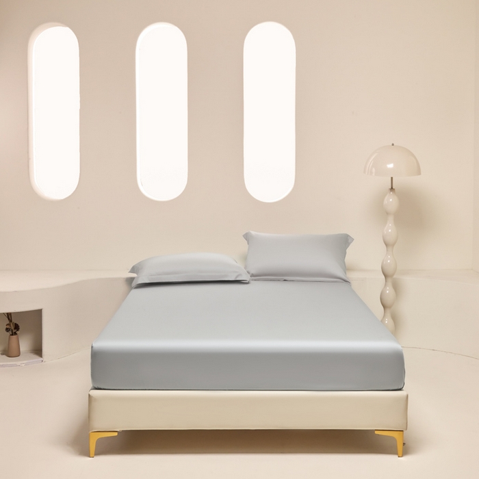 91家纺网 家纺一手货源 找家纺 涵宸家纺 2026新款纯色天丝棉单床笠-场景二 时尚灰