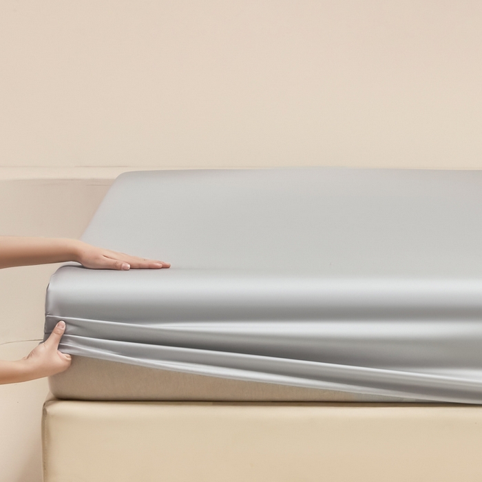 91家纺网 家纺一手货源 找家纺 涵宸家纺 2026新款纯色天丝棉单床笠-场景二 时尚灰