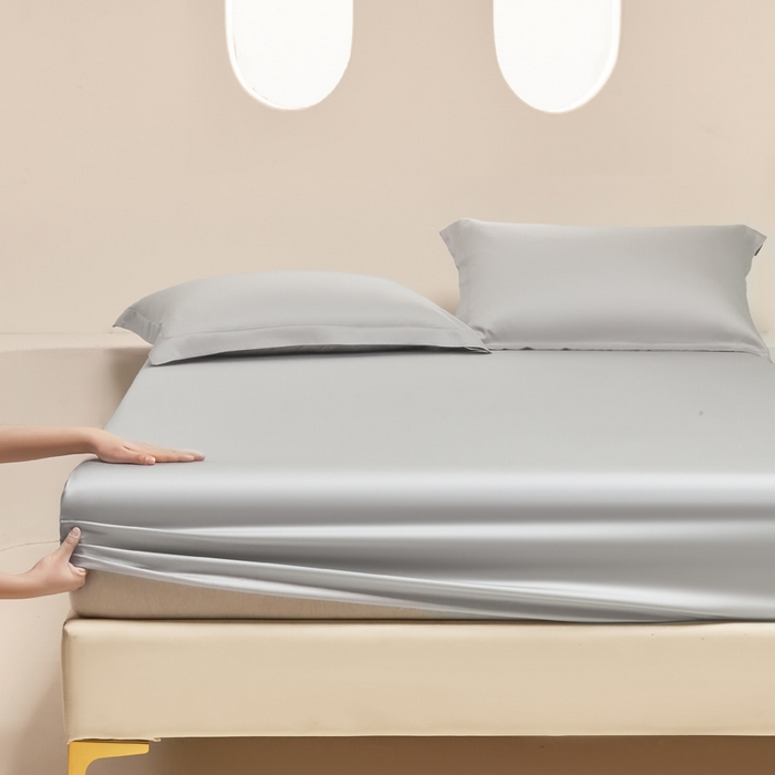 91家纺网 家纺一手货源 找家纺 涵宸家纺 2026新款纯色天丝棉单床笠-场景二 时尚灰