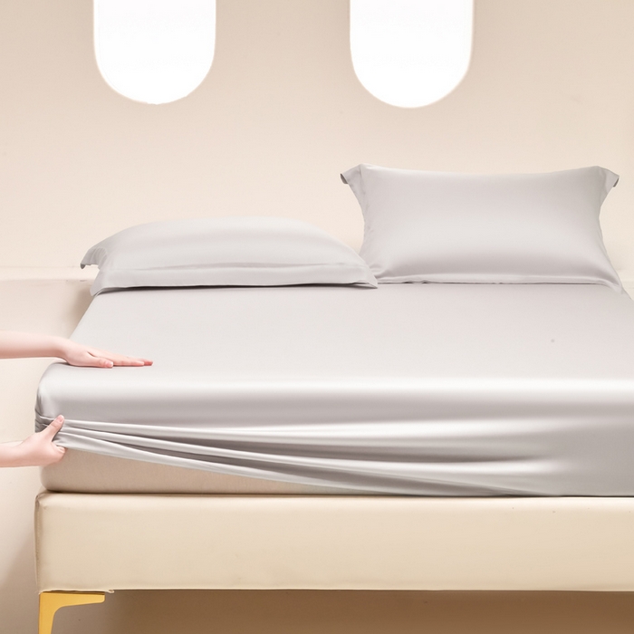 91家纺网 家纺一手货源 找家纺 涵宸家纺 2026新款纯色天丝棉单床笠-场景二 太空灰