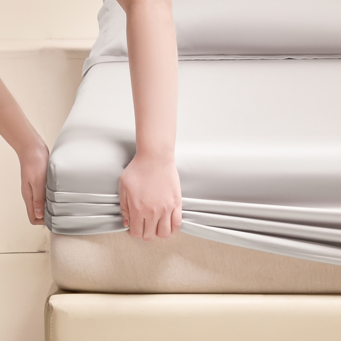 91家纺网 家纺一手货源 找家纺 涵宸家纺 2026新款纯色天丝棉单床笠-场景二 太空灰