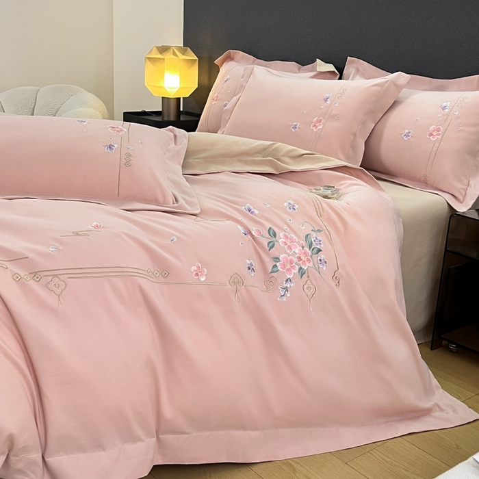 91家纺网 家纺一手货源 找家纺 （总）青柚 2026新款轻奢刺绣国风四件套-争妍