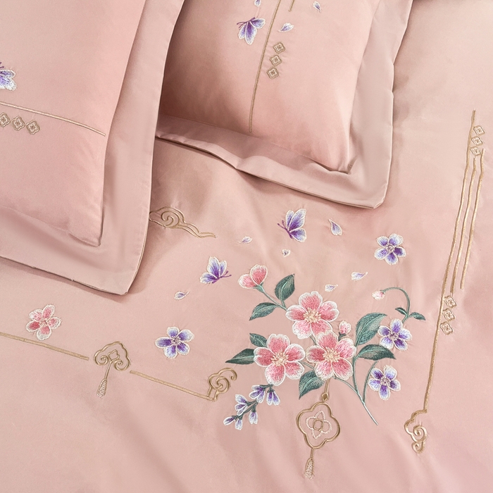 91家纺网 家纺一手货源 找家纺 （总）青柚 2026新款轻奢刺绣国风四件套-争妍