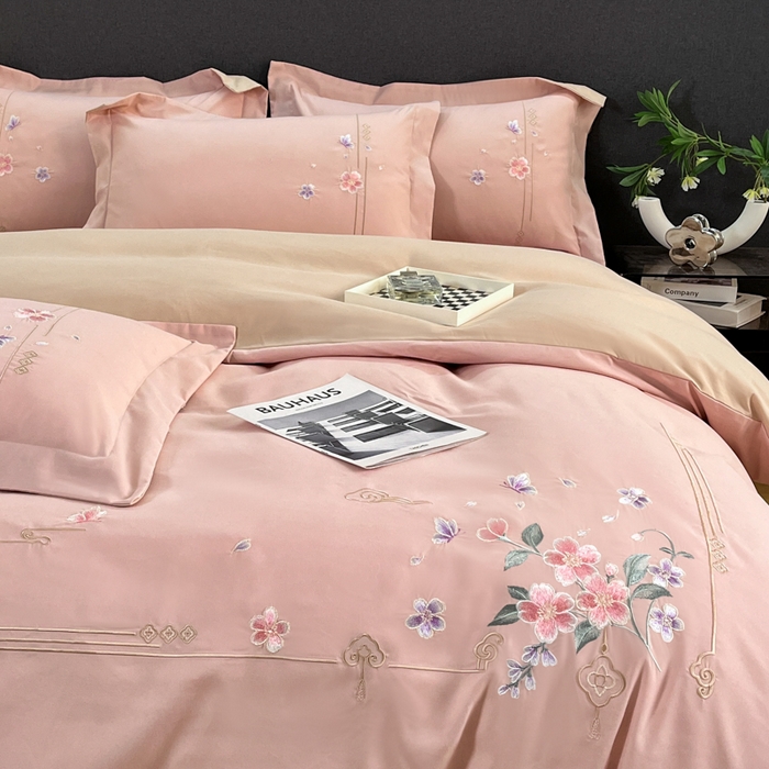 91家纺网 家纺一手货源 找家纺 （总）青柚 2026新款轻奢刺绣国风四件套-争妍