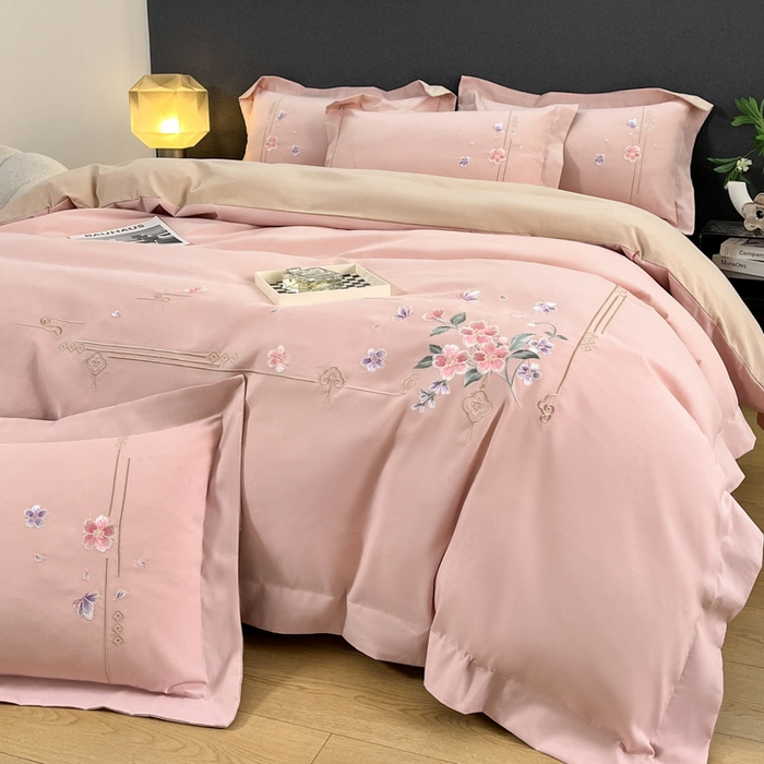 91家纺网 家纺一手货源 找家纺 （总）青柚 2026新款轻奢刺绣国风四件套-争妍