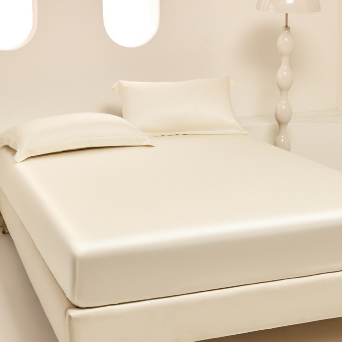 91家纺网 家纺一手货源 找家纺 涵宸家纺 2026新款纯色天丝棉单床笠-场景二 象牙白