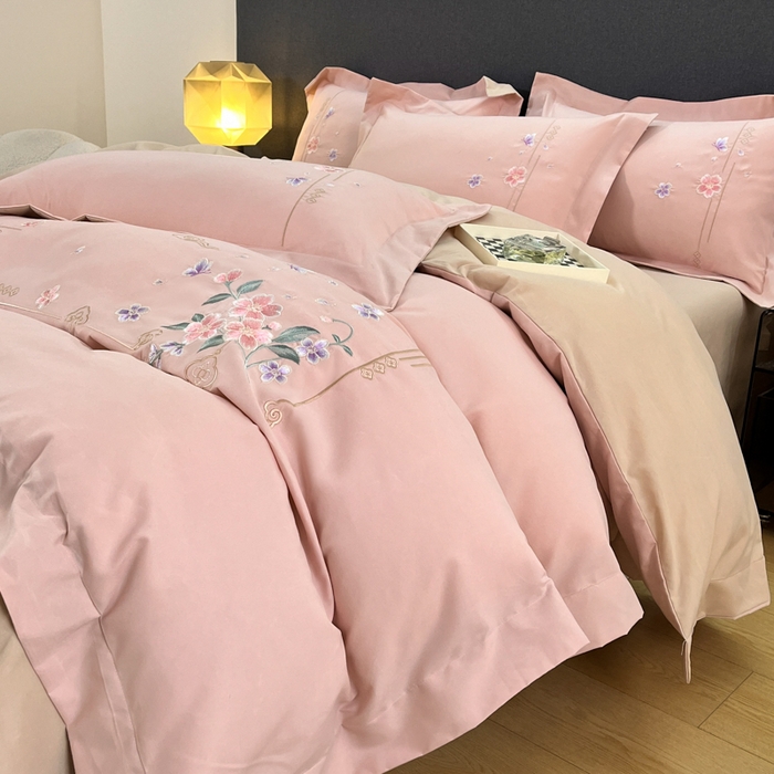 91家纺网 家纺一手货源 找家纺 （总）青柚 2026新款轻奢刺绣国风四件套-争妍