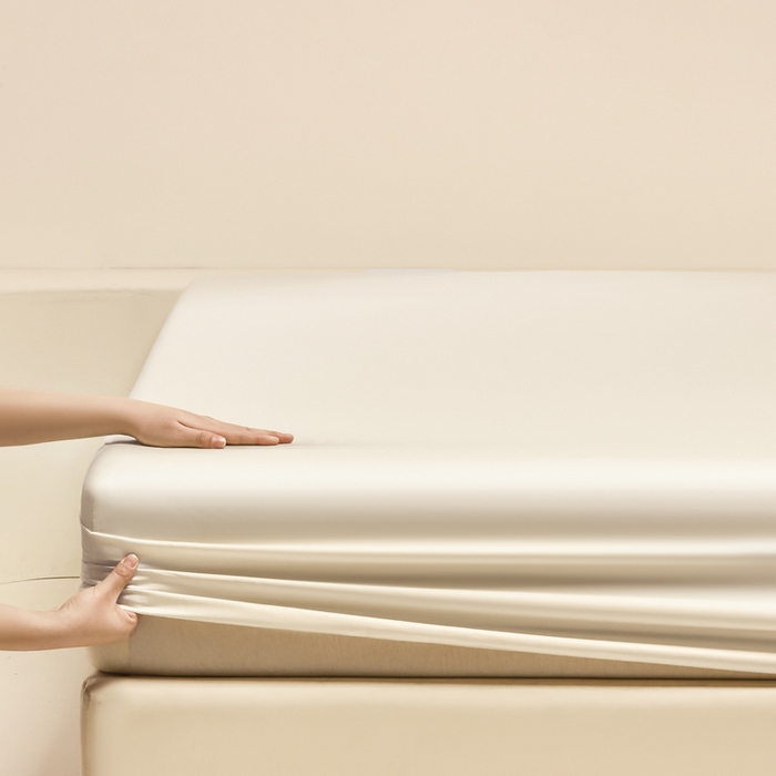 91家纺网 家纺一手货源 找家纺 涵宸家纺 2026新款纯色天丝棉单床笠-场景二 象牙白