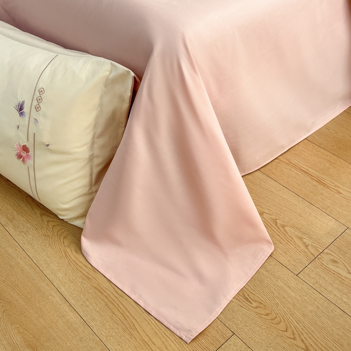 91家纺网 家纺一手货源 找家纺 青柚 2026新款轻奢刺绣国风四件套-争妍 争妍-白粉