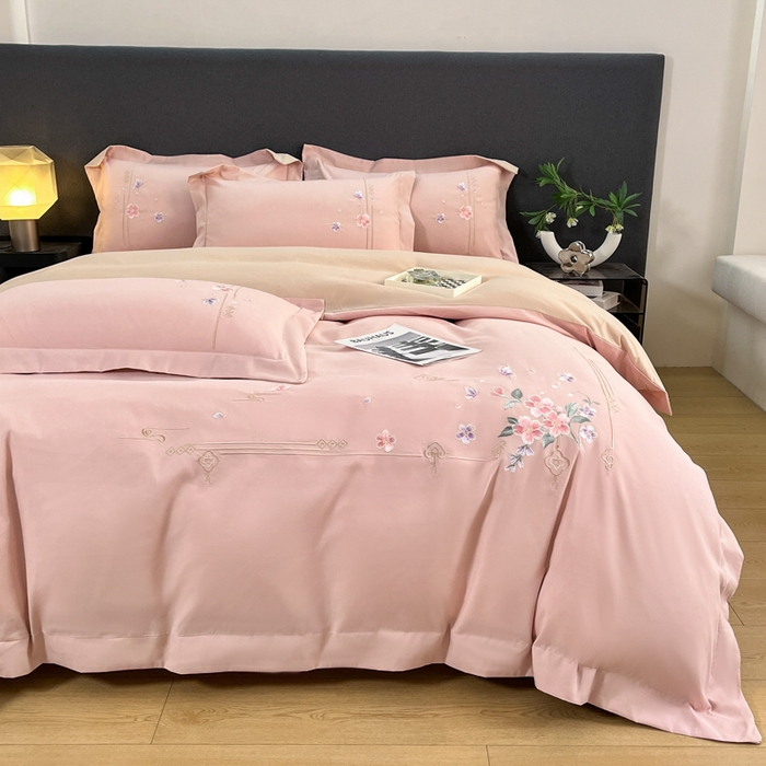 青柚 2026新款轻奢刺绣国风四件套-争妍 争妍-轻奢粉