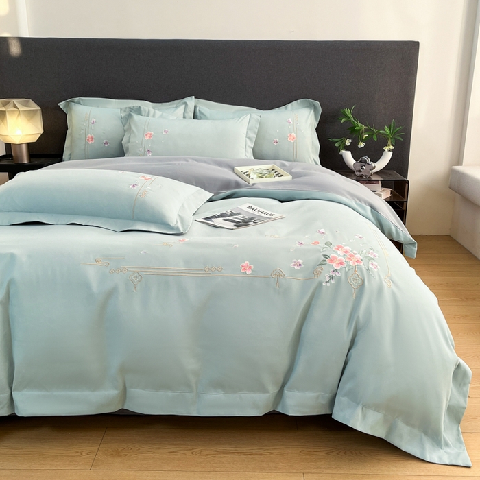 青柚 2026新款轻奢刺绣国风四件套-争妍 争妍-飘蓝