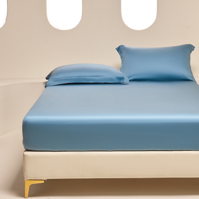 91家纺网 家纺一手货源 找家纺 涵宸家纺 2026新款纯色天丝棉单床笠-场景二 星耀兰