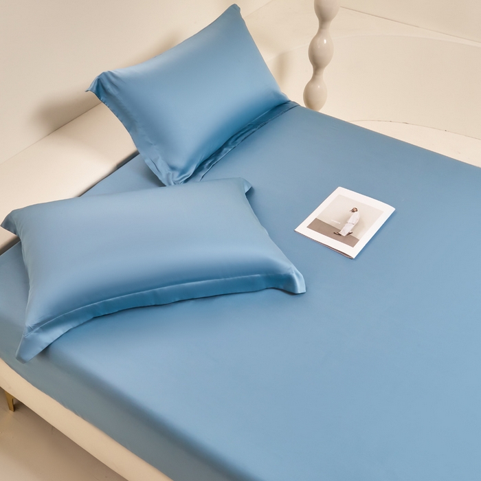 91家纺网 家纺一手货源 找家纺 涵宸家纺 2026新款纯色天丝棉单床笠-场景二 星耀兰