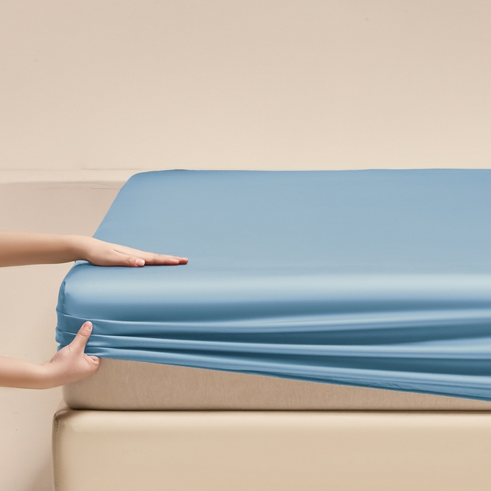 91家纺网 家纺一手货源 找家纺 涵宸家纺 2026新款纯色天丝棉单床笠-场景二 星耀兰