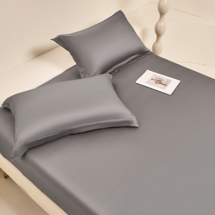 91家纺网 家纺一手货源 找家纺 涵宸家纺 2026新款纯色天丝棉单床笠-场景二 星夜灰