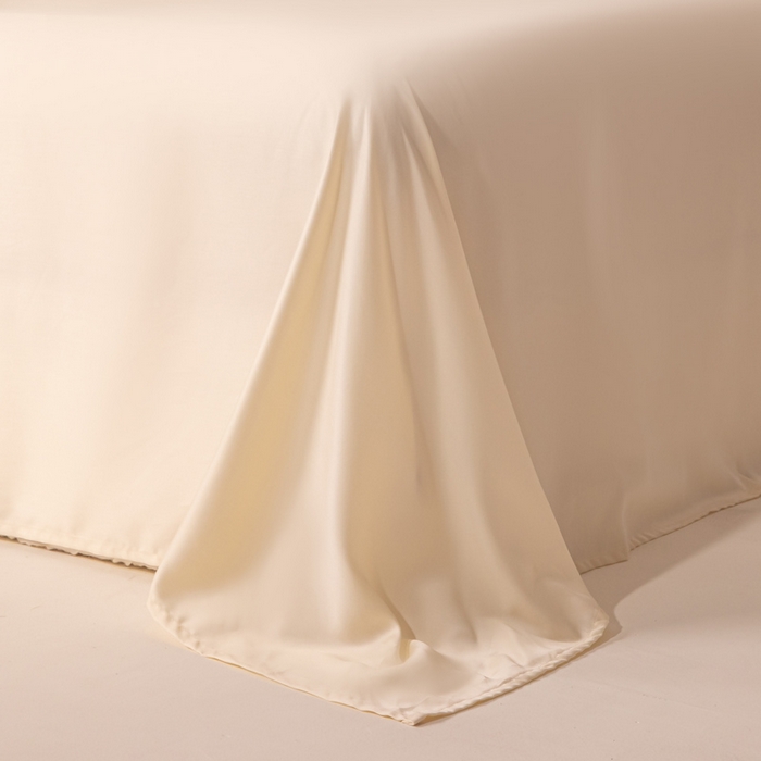 91家纺网 家纺一手货源 找家纺 涵宸家纺 2026新款纯色天丝棉四件套-场景二 玫瑰粉+象牙白