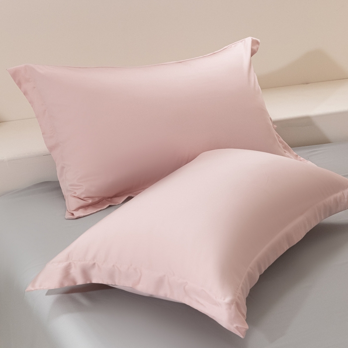 91家纺网 家纺一手货源 找家纺 涵宸家纺 2026新款纯色天丝棉单枕套-场景二 枕套-玫瑰粉