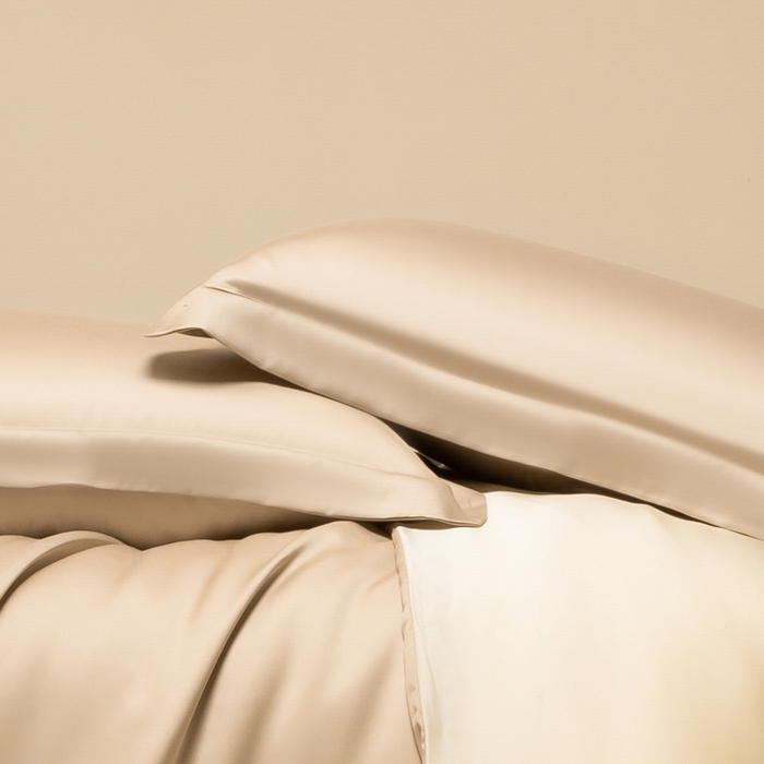 91家纺网 家纺一手货源 找家纺 涵宸家纺 2026新款纯色天丝棉单枕套-场景二 枕套-奶茶杏