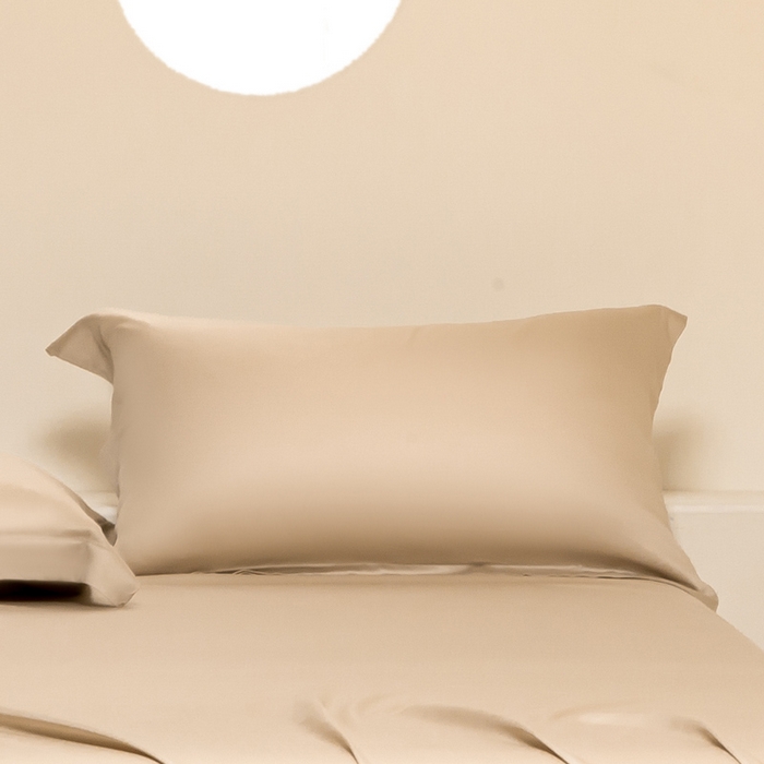 91家纺网 家纺一手货源 找家纺 涵宸家纺 2026新款纯色天丝棉单枕套-场景二 枕套-奶茶杏