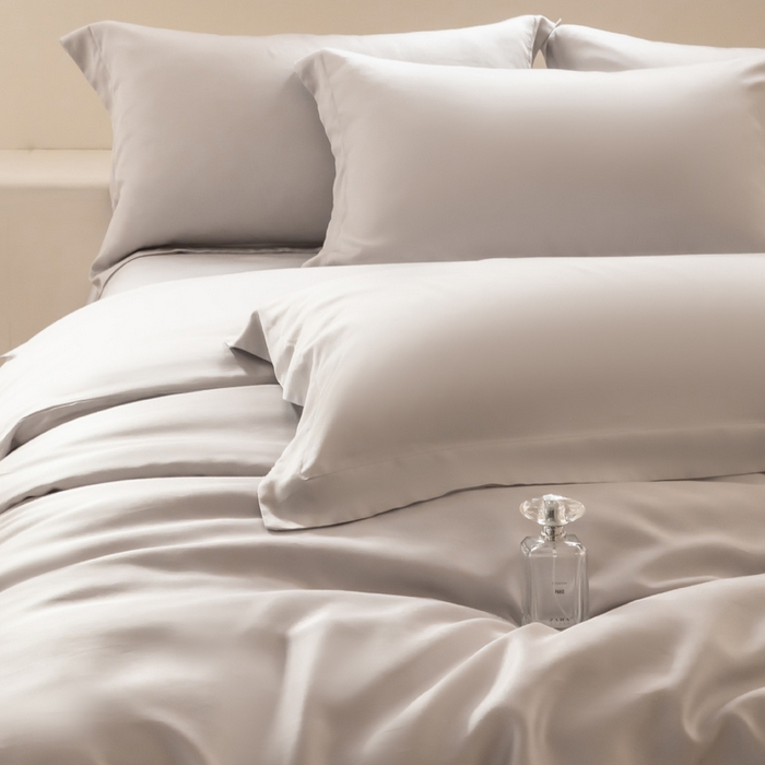 91家纺网 家纺一手货源 找家纺 涵宸家纺 2026新款纯色天丝棉四件套-场景二 太空灰