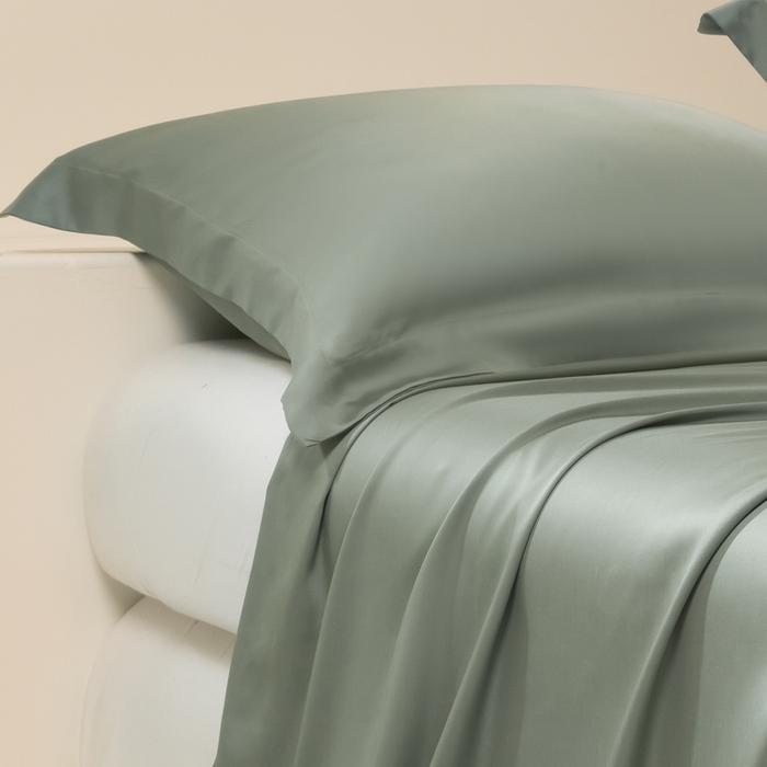 91家纺网 家纺一手货源 找家纺 涵宸家纺 2026新款纯色天丝棉单枕套-场景二 枕套-赛琳绿