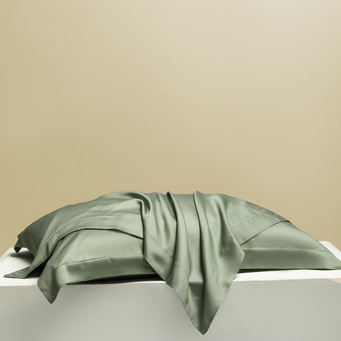 91家纺网 家纺一手货源 找家纺 涵宸家纺 2026新款纯色天丝棉单枕套-场景二 枕套-赛琳绿