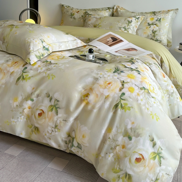 91家纺网 家纺一手货源 找家纺 涵宸家纺 2026新款天丝棉数码印花四件套 幻夏