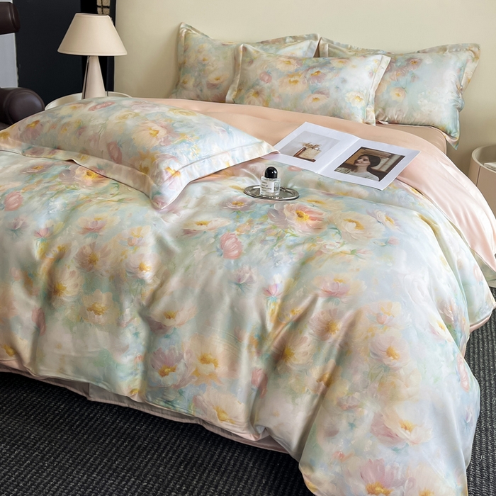 91家纺网 家纺一手货源 找家纺 涵宸家纺 2026新款天丝棉数码印花四件套 绮梦