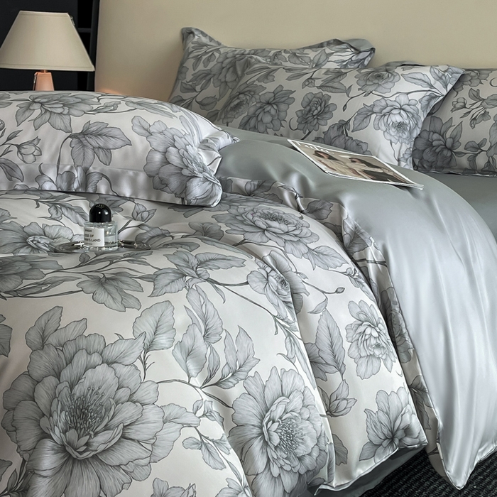 91家纺网 家纺一手货源 找家纺 涵宸家纺 2026新款天丝棉数码印花四件套 多琳娜