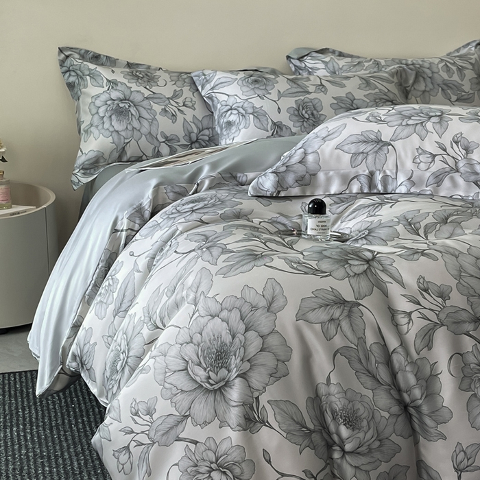 91家纺网 家纺一手货源 找家纺 涵宸家纺 2026新款天丝棉数码印花四件套 多琳娜