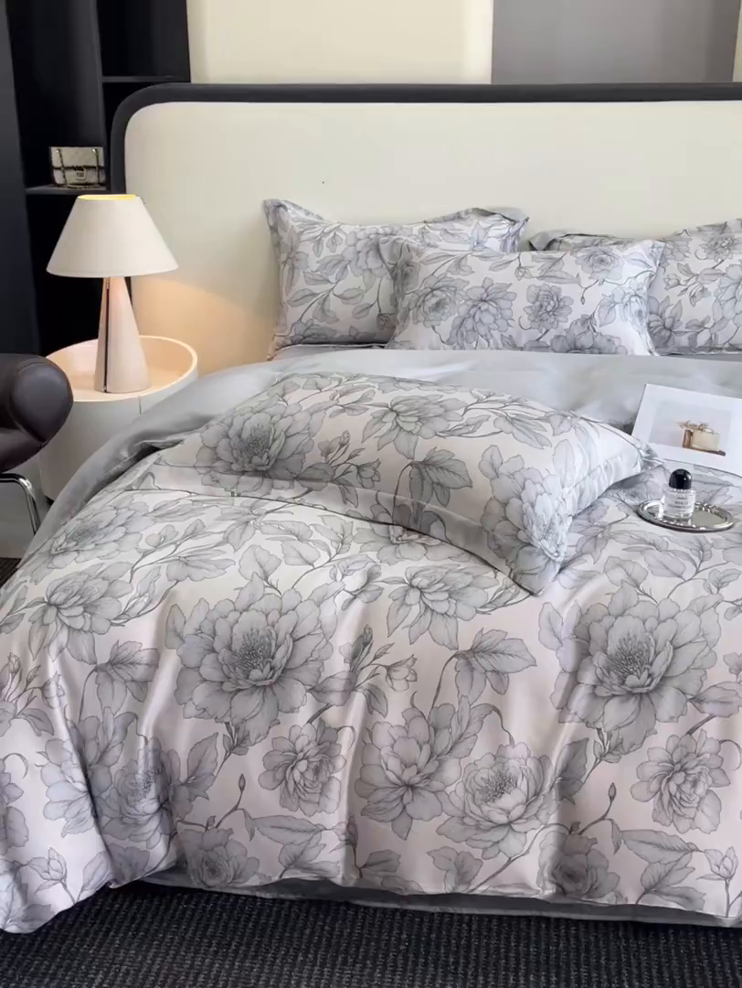 91家纺网 家纺一手货源 找家纺 涵宸家纺 2026新款天丝棉数码印花四件套 多琳娜