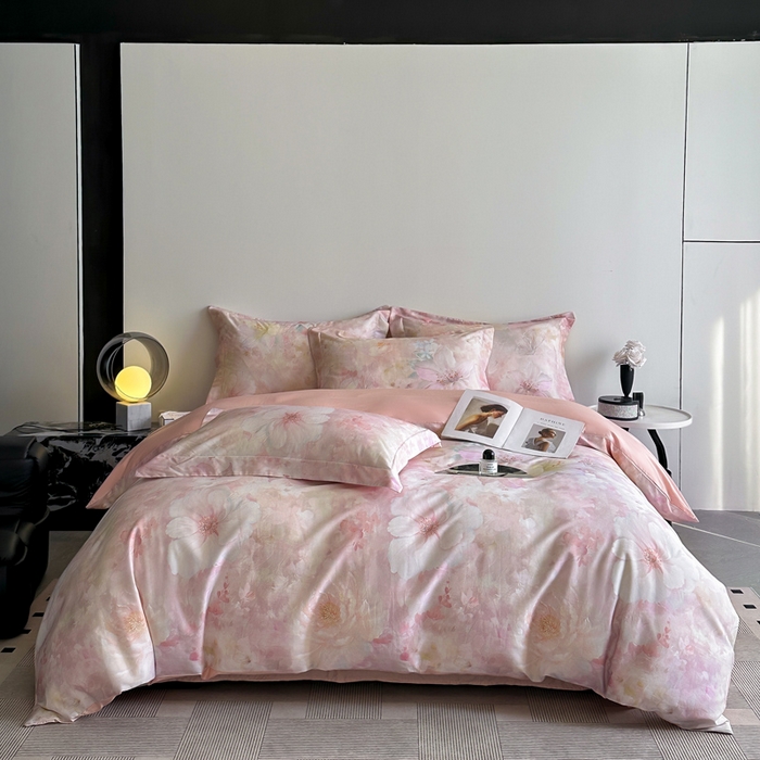 91家纺网 家纺一手货源 找家纺 涵宸家纺 2026新款天丝棉数码印花四件套 朵初