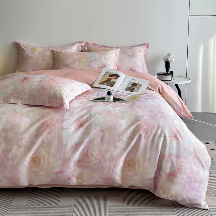 91家纺网 家纺一手货源 找家纺 涵宸家纺 2026新款天丝棉数码印花四件套 朵初