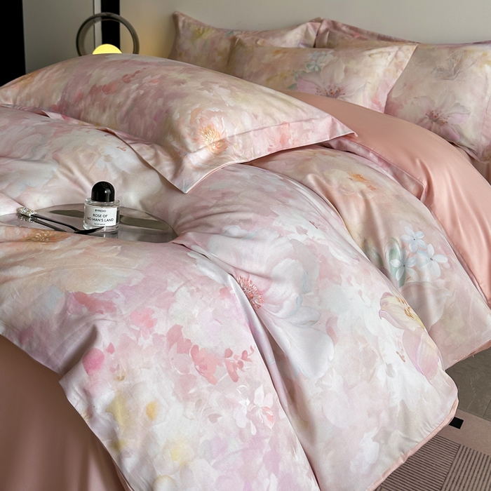 91家纺网 家纺一手货源 找家纺 涵宸家纺 2026新款天丝棉数码印花四件套 朵初