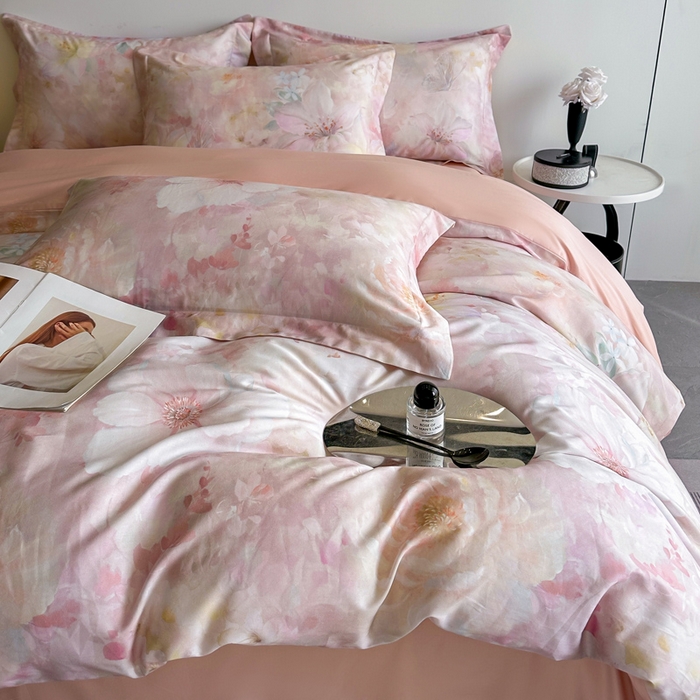 91家纺网 家纺一手货源 找家纺 涵宸家纺 2026新款天丝棉数码印花四件套 朵初