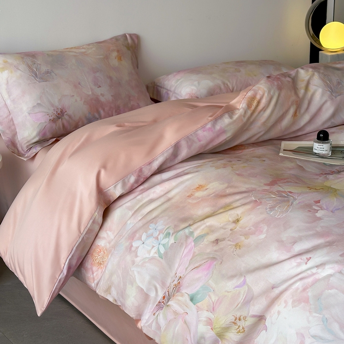 91家纺网 家纺一手货源 找家纺 涵宸家纺 2026新款天丝棉数码印花四件套 朵初