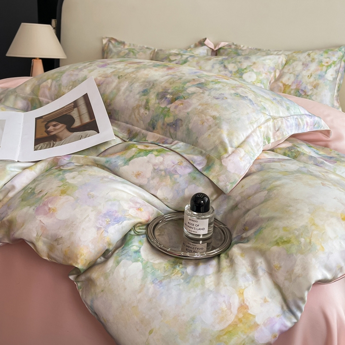 91家纺网 家纺一手货源 找家纺 涵宸家纺 2026新款天丝棉数码印花四件套 花开半夏